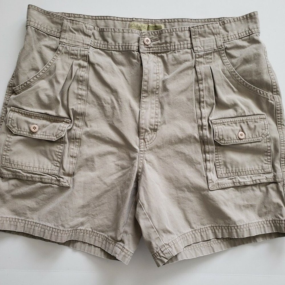 Cabelas Mens Cargo 7 Pocket Hiker Shorts Size 40 Regular Khaki Tan Cotton